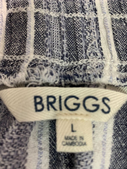 Size Large Briggs Womens Linen Blend Striped Pull On Pants Pockets