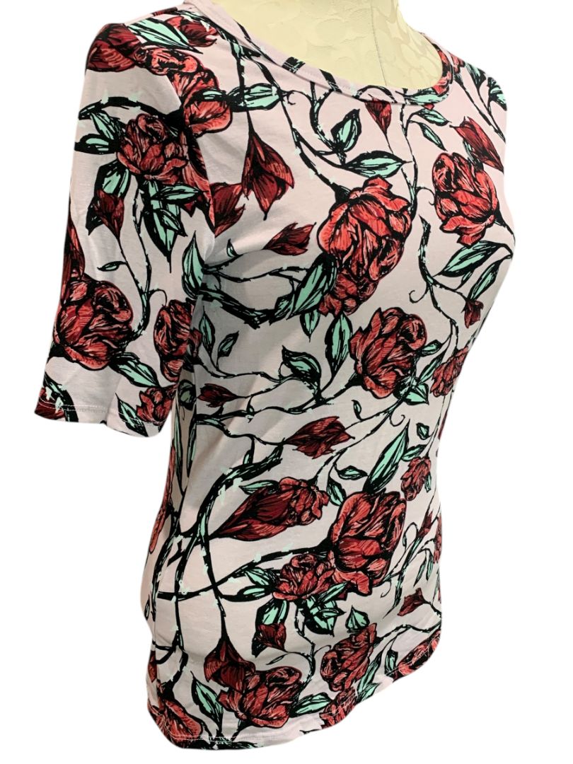 Size Small LulaRoe Womens Rose Print Tshirt Short Sleeve