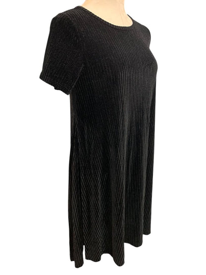 Size XS LulaRoe Elegant Carly Dress Black Ribbed Velour Hi Lo Hem