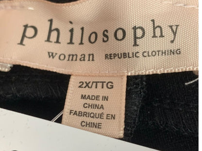 Size 2X Philosophy Womens New Ponte Knit Leggings Black Silver Dots