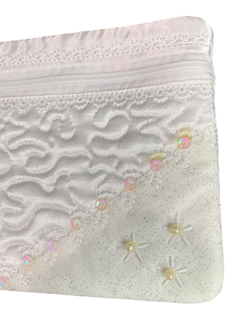 White Satin Bridal Wristlet Wallet Purse 7" x 4.75" New