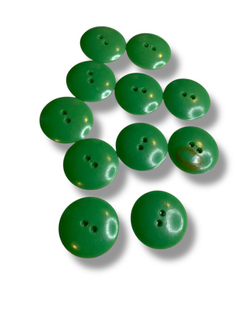 Lot of 11 Green Midcentury Buttons Acrylic Rope Design 1" (27mm)