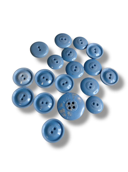 Lot of 18 Midcentury Buttons Plastic Assorted Light Blue