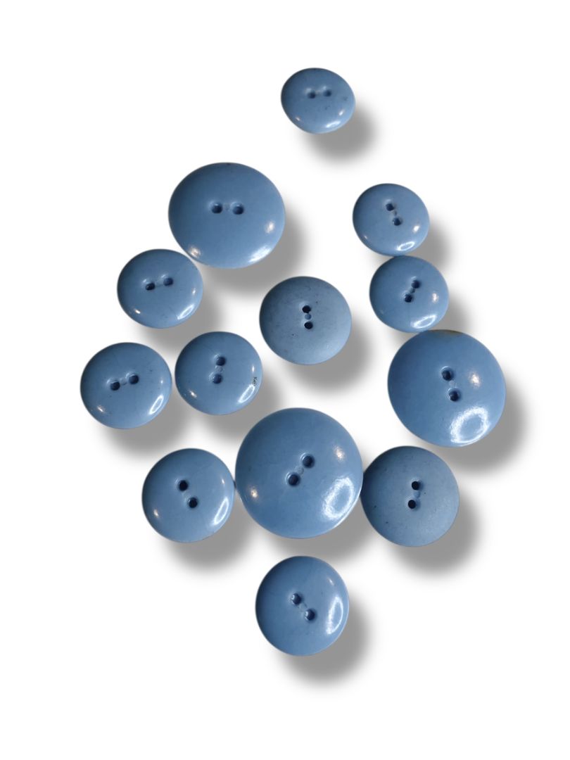 Lot of 13 Midcentury Buttons Plastic Assorted Light Blue Rope Design