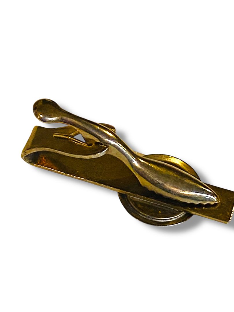 Vintage American Legion Tie Clip Bar Silvertone and Goldtone 1.5"