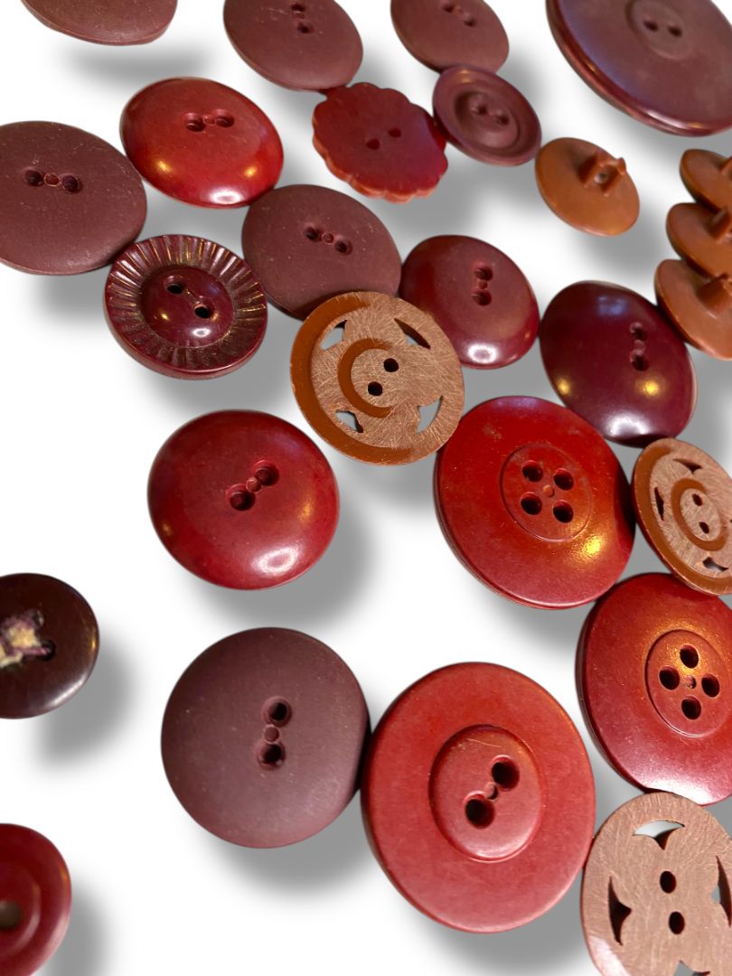 Lot of 36 Midcentury Buttons Assorted Burgundy Brown Styles Craft Sew