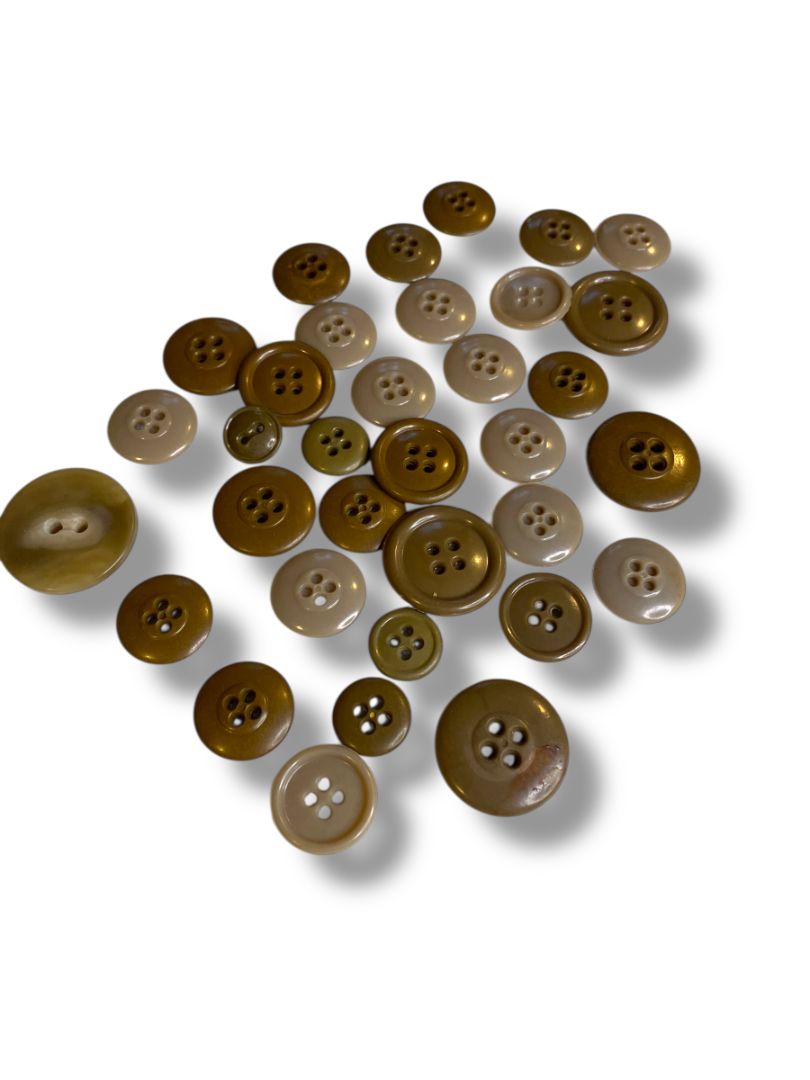 Lot of 34 Midcentury Plastic Buttons Assorted Brown Taupe Craft Sew