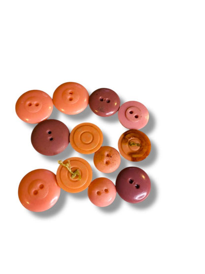 Lot of 12 Midcentury Plastic Buttons Assorted Pink Craft Sew