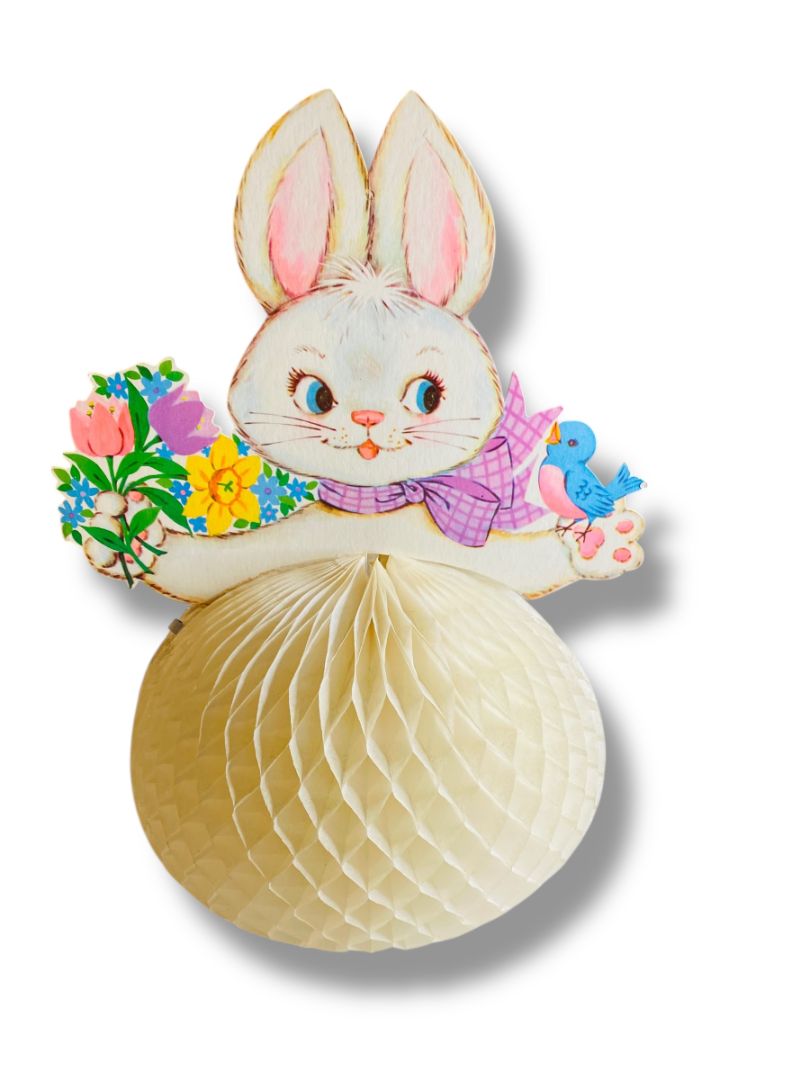 Vintage Honeycomb Bunny Rabbit 12 Inch Retro Easter