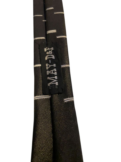 Vintage 1950/60’s Beau Brummel Black Skinny Tie With Thin Horizontal Stripes