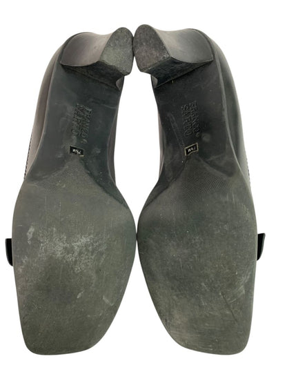 Size 7.5 Franco Sarto Womens Leather Silvertone Buckle 2.5" Block Heel