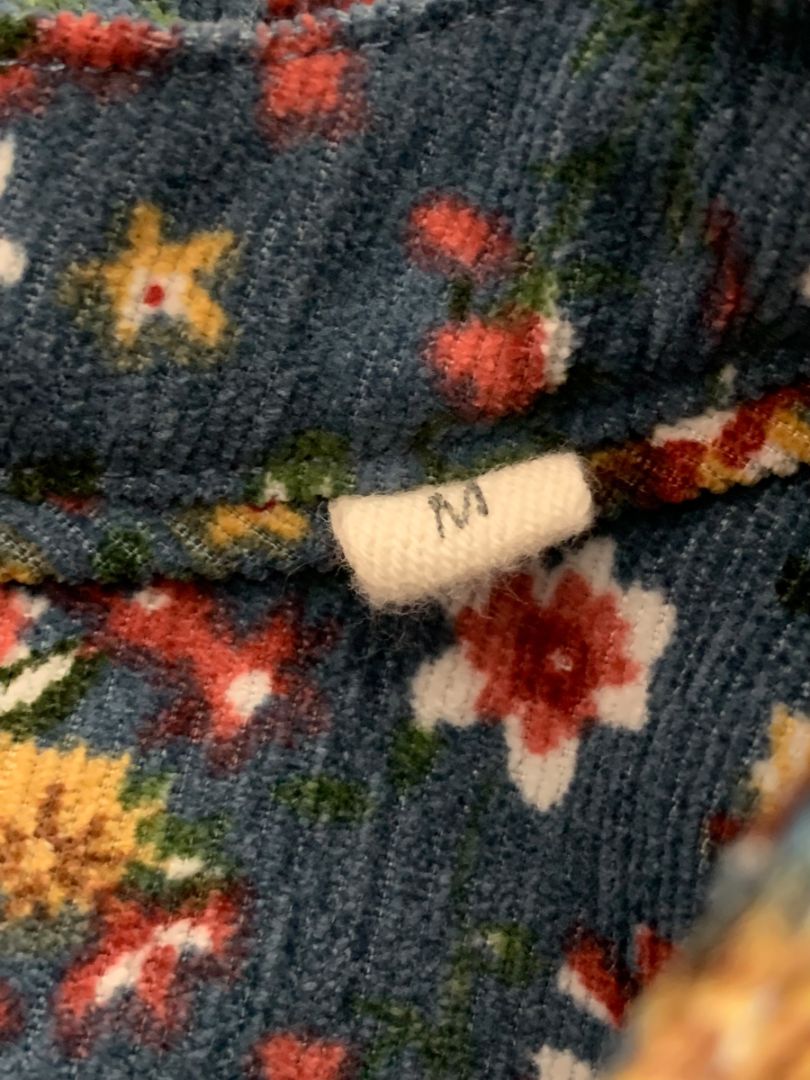 Size Medium Umgee Floral Corduroy Dress Pockets Blue V-Neck