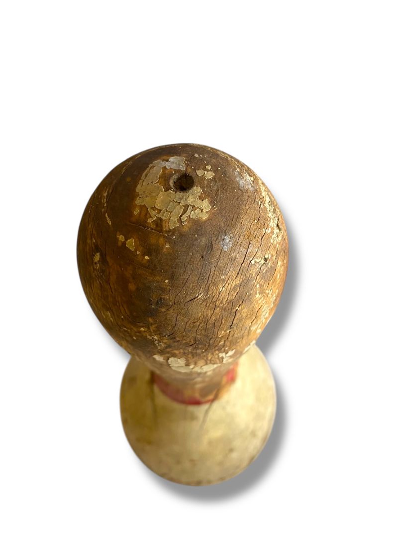 1950s Bowling Pin 15.5" Turned Wood Chippy Sports Room Decor