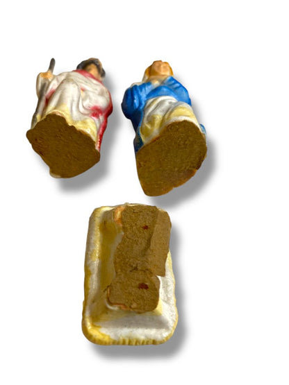 Vintage Plastic Nativity Figurines Mary Joseph Jesus 3"