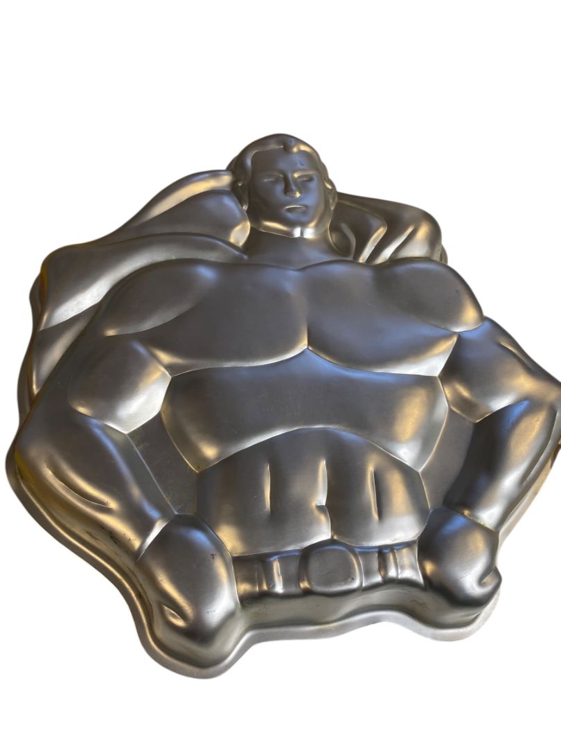 Vintage Wilton Superman Batman Cake Pan Complete Face Chest Plates Shield