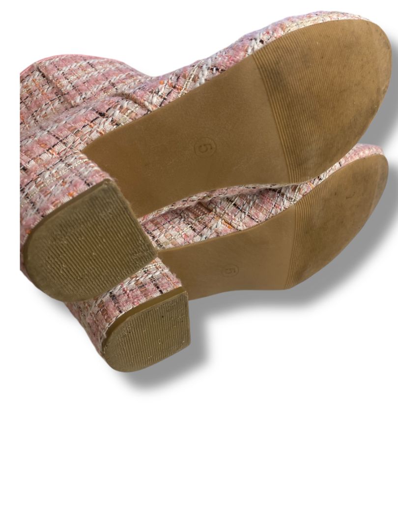 Size 5 Jessica Simpson Girls Parker Boots Booties Pink Tweed