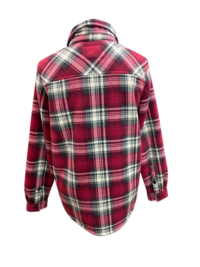 Size Medium Soho Threads Womens Sherpa Lined Fleece Shacket Red Plaid