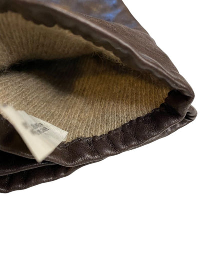 Size 7.5 Isotoner Vintage Womens Brown Leather Cashmere Lined Gloves