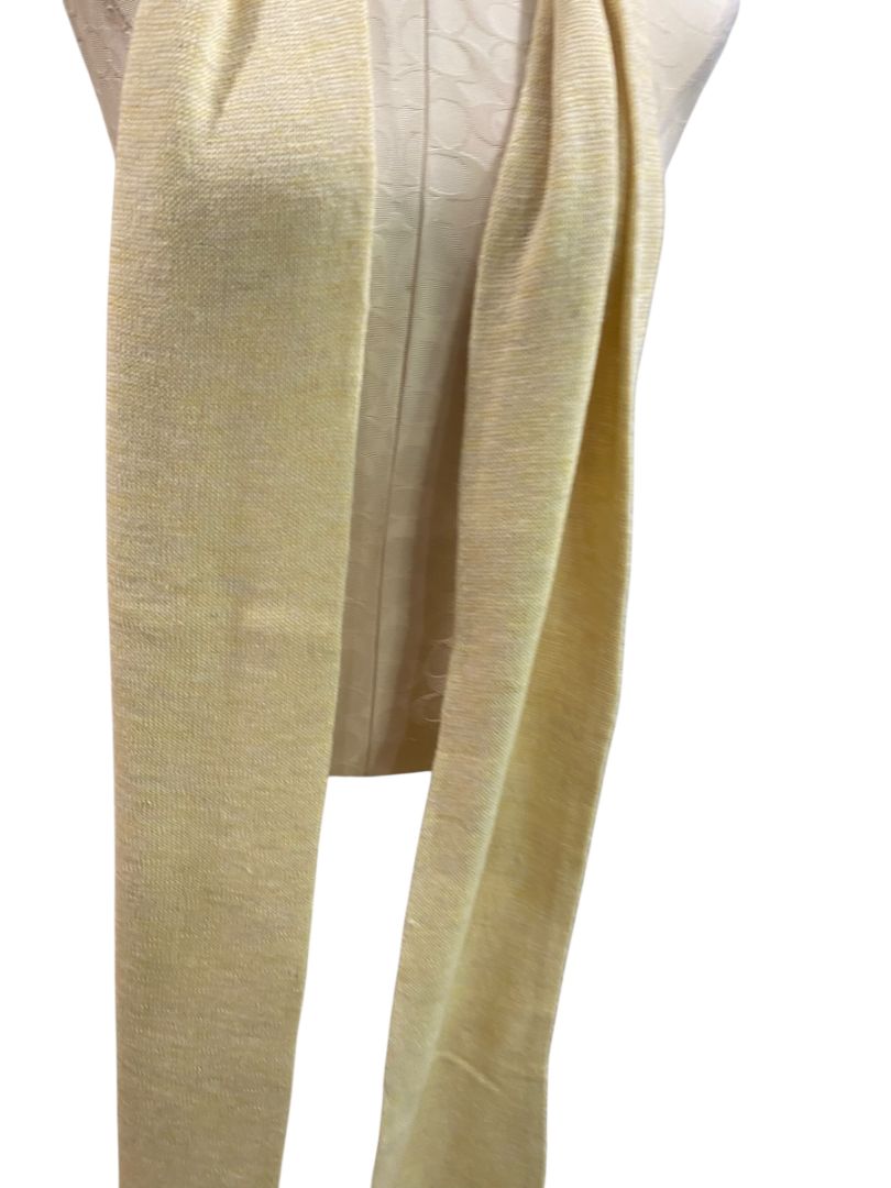 Vintage Sweater Knit Scarf Yellow Ivory Marled Knit 88"l x 8"w