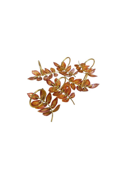 Goldtone Copper Color Leaf Napkin Rings 3.5"