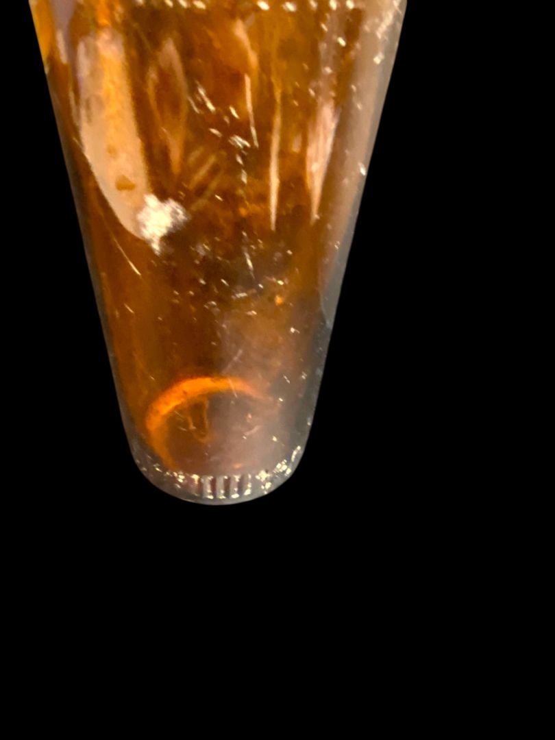 1949 Brown Glass Liquor Bottle with Cap Empty D-1 5649 4/5 qt