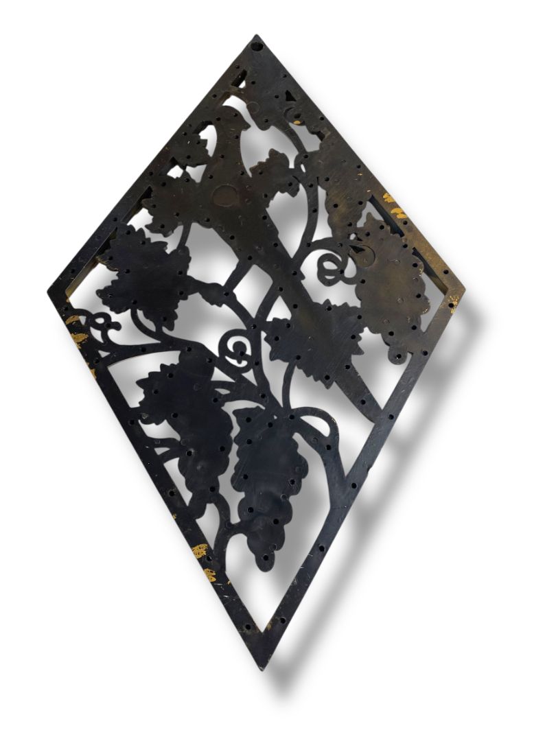 1970s Burwood Homco Wall Plaque Bird Grapes Diamond 16.75"h x 10.25"