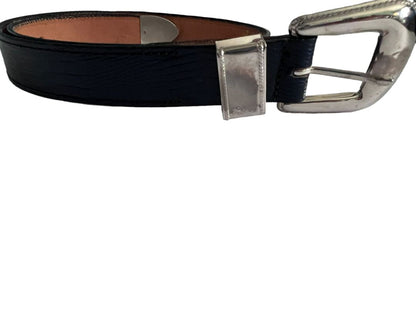 Fred Coen Blue Snakeskin Embossed Leather Western Belt Women's