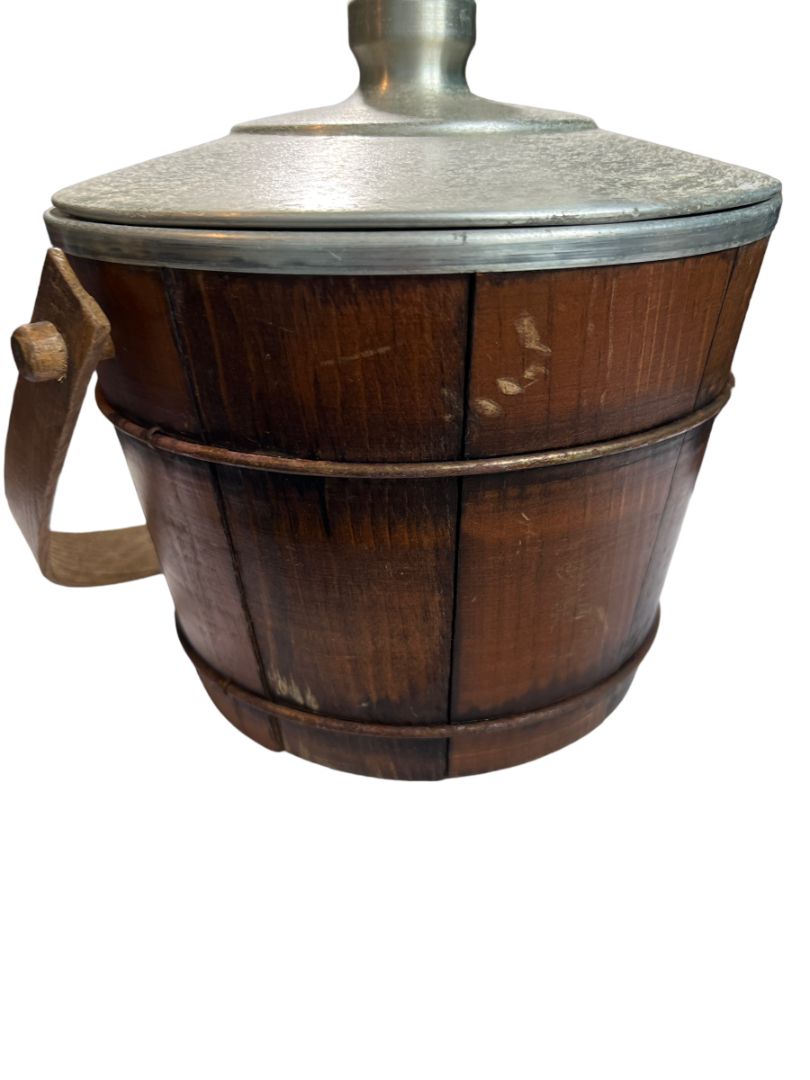 Kennedys Brothers Wooden Metal Barrel Ice Bucket Vintage