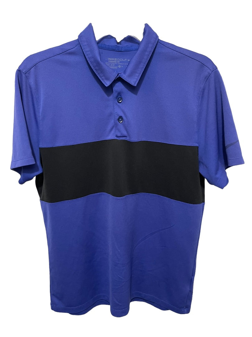 Medium Nike Golf Standard Fit Dri Fit Men's Short Sleeve Shirt Purple Black