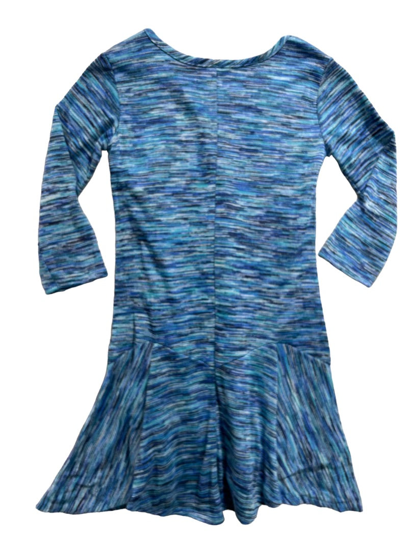 Size 16 Justice Girls Blue Space Dye Sweater Dress Lined Flounce Hem