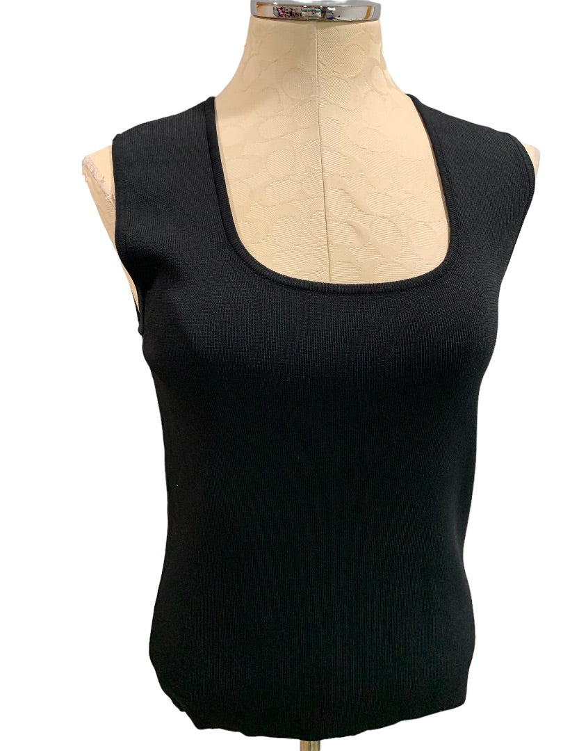 Large Kenar Women's Black Shell Tank Ribbed Pullover Nylon Blend