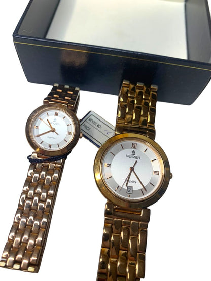 Nexxen Rose Gold Plated His and Her Watch Set in Box Sapphire Crystal