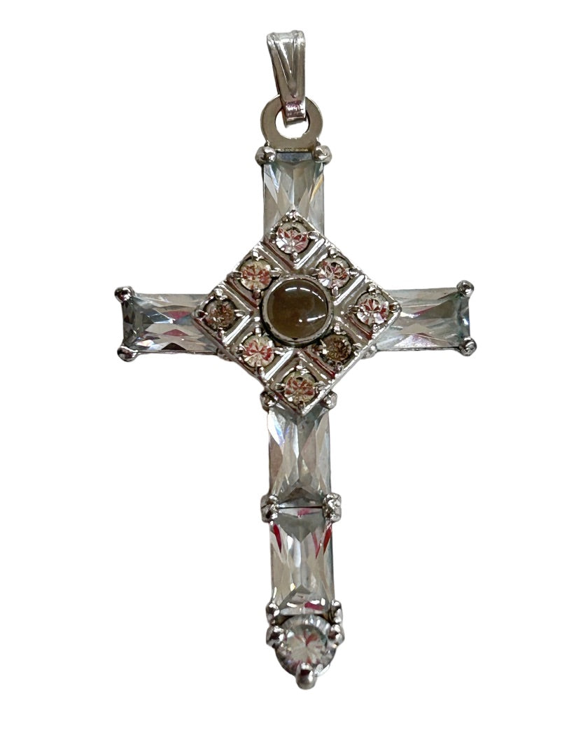 Stanhope Cross Lord's Prayer Necklace Pendant 1.75" Prayer in Stone