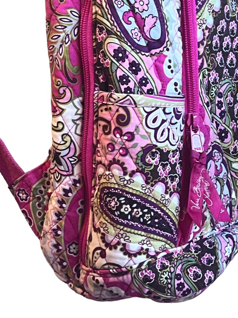 Vera Bradley Large Campus Backpack Laptop Retired Very Berry Paisley Pattern