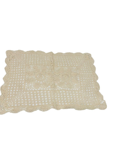 Set of 3 New Pinwheel Crocheted Cotton Ivory Placemats Rectangular Doilies