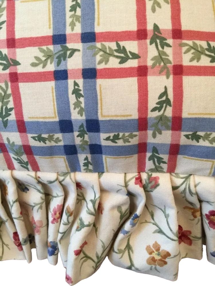 Country Ruffle Plaid Floral Throw Pillow Custom Made 21.5" Square
