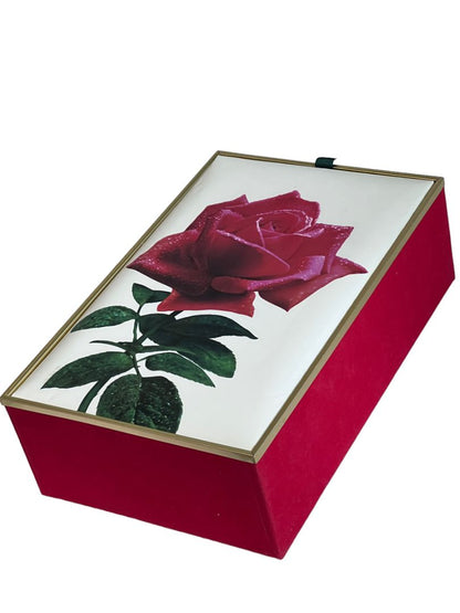 American Beauty Made in Italy Keepsake Box Velvet Covered Empty