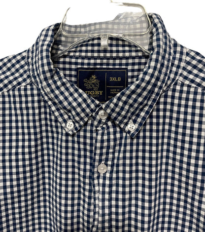 3XLB Rugby University 100% Cotton Plaid Button Down Short Sleeve Big Mens Shirt Pocket