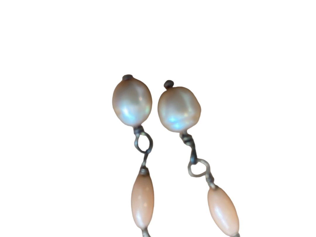 Dangle Faux Pearl Bead Pierced Earrings