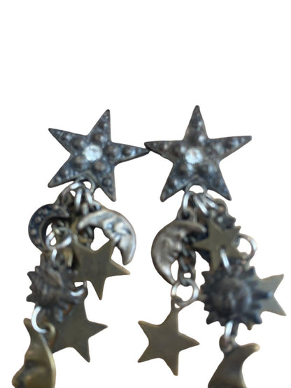 Stars Moons Charm Dangle Pierced Earrings