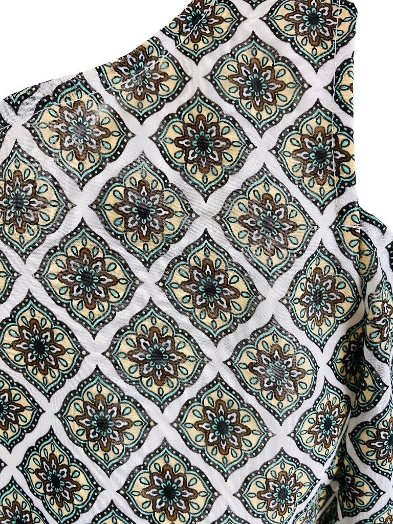 Small Petite Tacera Cold Shoulder Print Maxi Dress Elastic Waist Lined