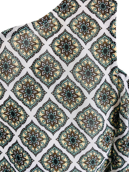 Small Petite Tacera Cold Shoulder Print Maxi Dress Elastic Waist Lined