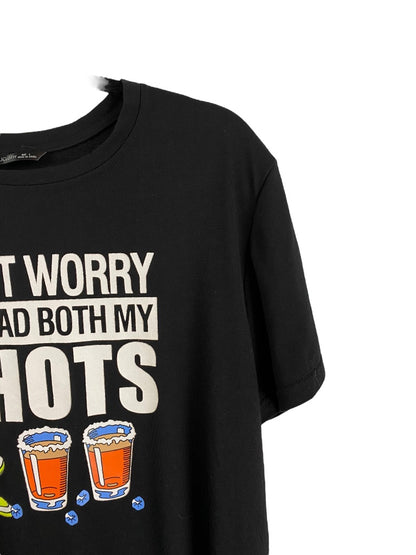 Large Lilicloth Men's Black "Don't Worry I 've Had Both My Shots" Tshirt