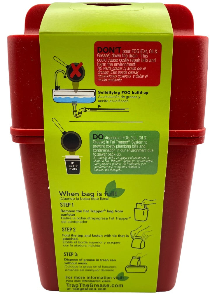 Range Kleen Fat Trapper Starter Kit With 2 Bags Red Lid Easy Disposal New