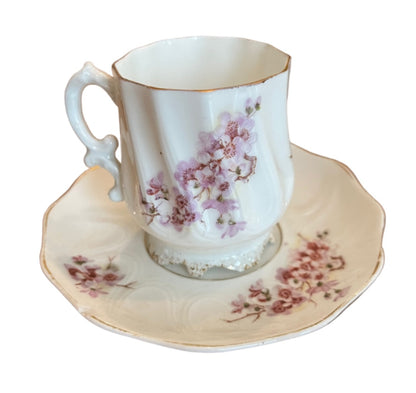 Pompadour Germany Demitasse Porcelain Cup Saucer Floral Gold Trim