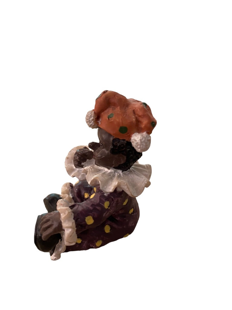 1999 Resin Clown Figurine Baby Brown Skin 2" Purple Outfit