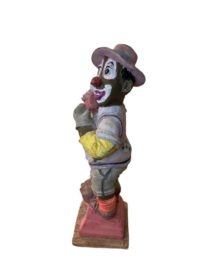 1995 Resin Clown Figurine Brown Skin Standing on Phone Cute 6"