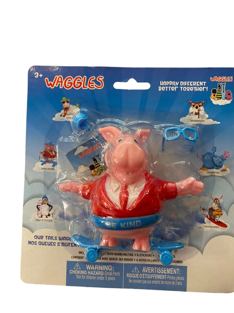 Waggles New Figurine Toy and Accessories Smile-n'oink Ages 3+ Pig Skateboard