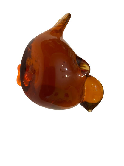 Vintage Amber Art Glass Bird Figurine Paperweight Honey Amber 4” x  3.25"