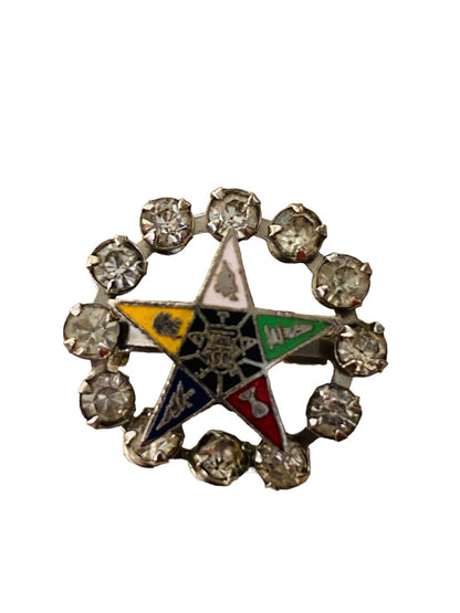 Masonic Pin Order of the Eastern Star Brooch Pin Silvertone .9" Diameter